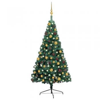 vidaXL Artificial Half Pre-lit Christmas Tree with Ball Set Green 120 cm