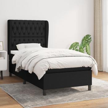 Cama box spring de muelles con colchón negro 100x200 cm en tela Vidaxl