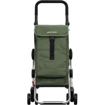 Carro de la compra Go Up Playmarket - Carro de compras ligero, estructura de aluminio, plegable, ruedas giratorias, capacidad para hasta 40 litros, bolsa impermeable y resistente al desgaste, asa ergonómica ajustable