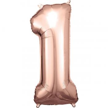Pack de Globo Helio Número 1 Rosa Oro 83/86cm Liragram