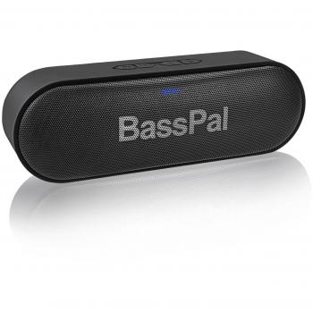 Altavoz Portátil Bluetooth BassPal SoundRo, Altavoz Wireless con HD Estéreo, Potente Bajo, 2×6W, Juego Las 24 Horas, Tarjeta TF, Micrófono Incorporado, Subwoofer Exterior para la Casa, Fiesta, Viajes