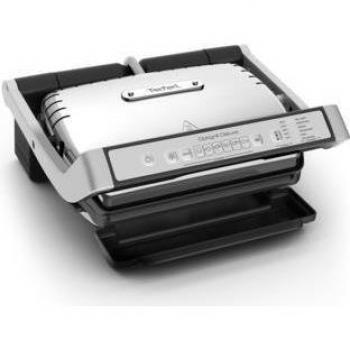 Tefal GC707D OptiGrill DeLuxe - Grill de contacto eléctrico 2000W, acero inoxidable, negro, 600 cm²