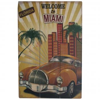 Cuadro 1 pieza de madera impreso WELCOME TO MIAMI 40x60-Unica