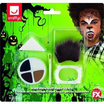 Smiffy's Kit de maquillaje para niños, diseño de lobo de Halloween, color azul