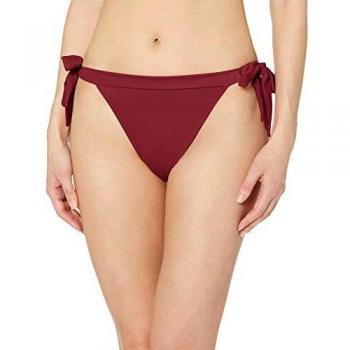 Amazon Essentials - Parte inferior de bikini con anudado lateral para mujer, rojo,