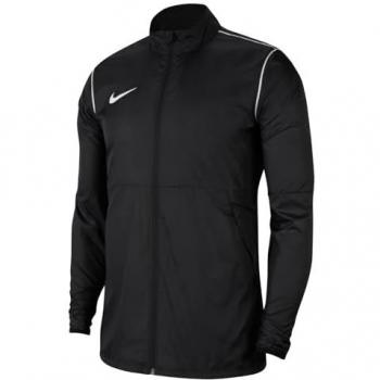 Nike Chaqueta Repel Park 20 Negro para niños, repelente al agua, material ligero, cierre frontal completo, capucha ajustable, bolsillos laterales con cremallera