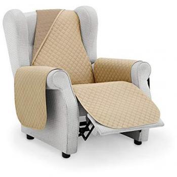 Cubre Sofá Rombos Beige y Lino Acolchado Reversible Antimanchas para Varias Plazas