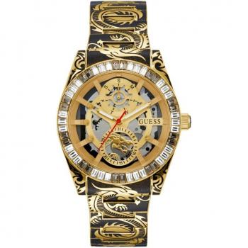 Guess Dragon Pattern Bracelet Watch Gold-Black Multicolor Male Size: ONE SIZE