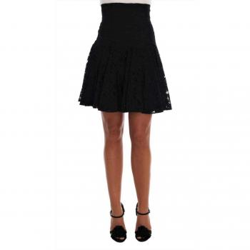 Dolce & Gabbana Black Floral Cutout Lace A-Line Skirt - IT36 | XS