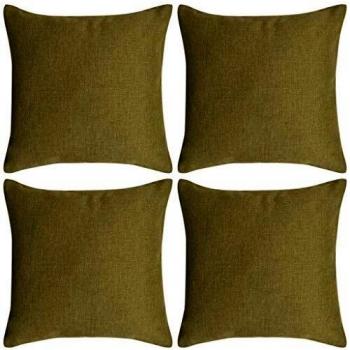 vidaXL Fundas de cojines 4 uds apariencia de lino verde 40x40 cm