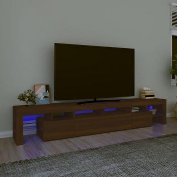 Mueble de TV con luces LED 230x36,5x40 cm en marrón roble