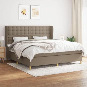 Cama box spring con colchón de muelles Tortera 200x200 cm en tela gris taupe