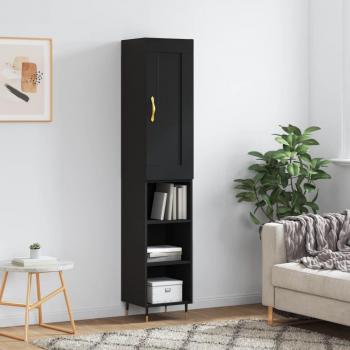 Aparador de madera contrachapada negro 34,5x34x180 cm VidaXL