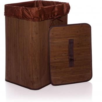 Compactor RAN5218 - Pongotodo plegable, bambú, con tapa e interior de tela, color marrón