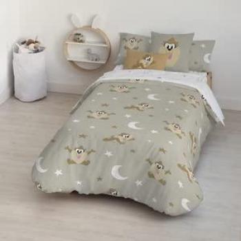 Funda Nórdica con Botones 100% Algodón Modelo Simply Taz, Ligera y Confortable, Licencias Oficiales, Tamaño 200x200 cm, Extrasuave, 100% Made in Spain