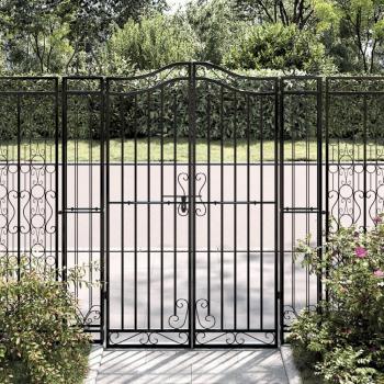 Black Wrought Iron Garden Gate 121x8x150 cm