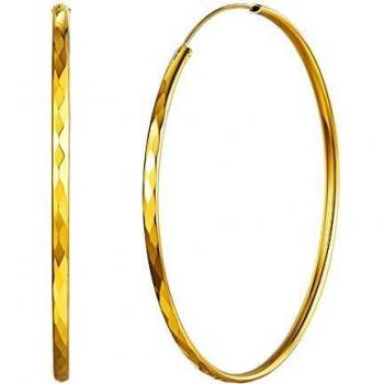 Silvora 70mm Pendientes Oro Aros Grandes Hoop Huggie Women Earrings Pendientes mujer