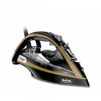 Plancha de vapor Tefal Ultimate Pure FV9847, 3200 W, Suela Durilium Airglide, Negro y Oro