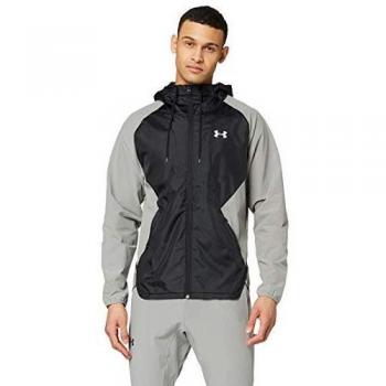 Under Armour Stretch-Woven Hooded Parte superior del calentamiento, Hombre, Verde, LG