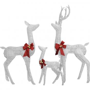 Figuras de Familia de Renos de Navidad con 201 LED Adorno de Luces Color Dorado y Blanco