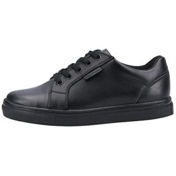 Hush Puppies Sam Junior Leather Memory Foam School Shoes - Black, Size UK 2 Infant