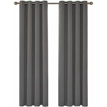 Deconovo Cortinas Salón Modernas Opacas para Ventanas de Resistente a la Luz Tela Suave y Gruesa con Ojales 2 Piezas 140 x 260 cm Gris Claro