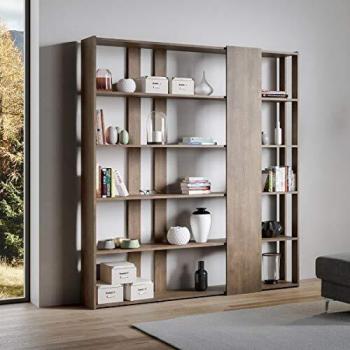 Librería de Pared Kato D 178x204 cm en Madera de Nogal con 6 Estantes y 2 Lados - Diseño Contemporáneo