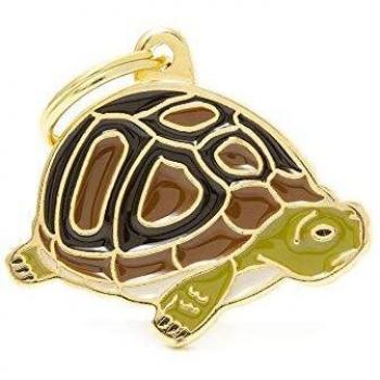 My Family Placa de Identificación personalizado para perro Made in Italy, Tortuga, Placa de identificación de Perro Grabada Gratis Aluminio, Metal esmaltado a mano, Colección Wild