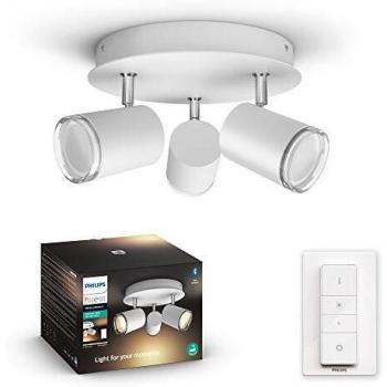 Plafón LED Philips Hue Adore White Ambiance 3 Focos con Bluetooth, IP44 y Control Remoto