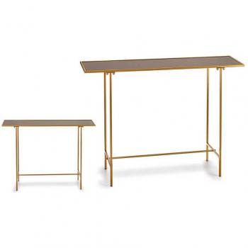 Mesa Auxiliar Gift Decor Negro Dorado Cristal Metal 33x77x110 cm