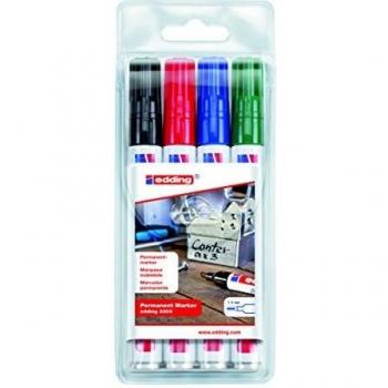 Conjunto de Marcadores Permanentes Edding 3300, Keilspitze 1-5 mm, Recargables, 4 Colores Surtidos