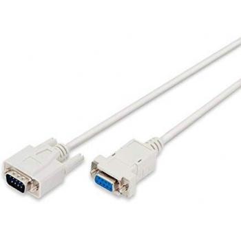 Cable de conexión en serie DIGITUS - D-Sub 9 a D-Sub 9 - De enchufe a enchufe - Prolongación de 2,0 m - Capotas a presión - Beige