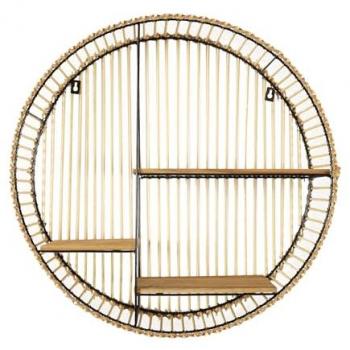 Estantería Redonda Java para Libros y Objetos - Estilo Indonesio, 53cm, Marrón Claro