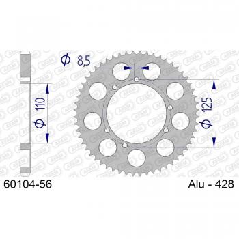 AFAM Corona de aluminio 60104 - Rueda dentada para cadena 428 - 56 dientes