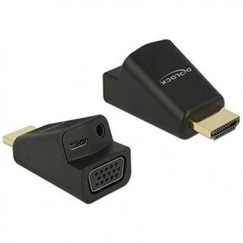 Adaptador HDMI a VGA con Audio (VGA, 3.5 mm), 4.70 cm, Negro