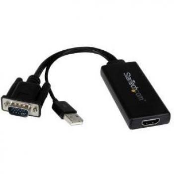 StarTech.com VGA to HDMI Adapter with USB Audio & Power – 1080p Portable Converter
