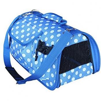 Bolso De Viaje De Tela Para Perros Y Gatos 51 X 26 X 29 Cm - Lunares Azul