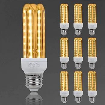 Bombillas de Led E27 16W, ATCD Bombillas Luz, Bombillas Luz 4U, 16W Equivalente a 100W, Luz Calida 3000K, 1440 Lúmenes, No Regulable Clase de Eficiencia Energética A++, 10 unidades