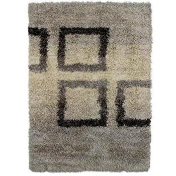 Alfombra de pelo largo con patrones geométricos cuadrados 120 x 170 cm Gris