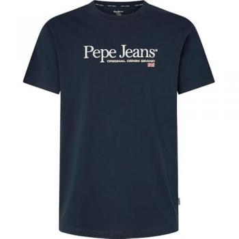 Camiseta de hombre Pepe Jeans Albert marino PM509432, manga corta, logo estampado, casual, algodón