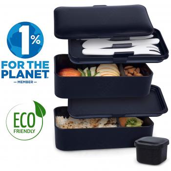 UMAMI Bento Lunch Box , 2 Recipiente 3 Cubiertos , Porta Alimentos Hermético , Microondas y Lavavajillas , Fiambrera Para Adultos/Niños
