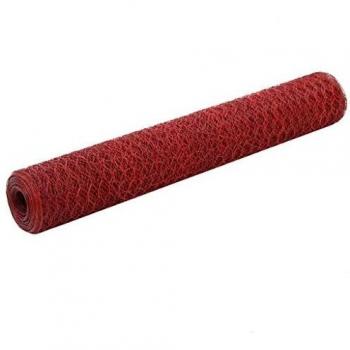 vidaXL Malla Alambre Hexagonal Acero Recubrimiento PVC 25x1m Rojo Bricolaje