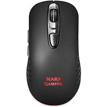 Mars Gaming MMW2, Ratón Gaming Inalámbrico, RGBFlow, 3200DPI, Soft-Touch, Negro