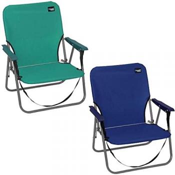 Pack de 2 Sillas de Playa Plegables con Asa, Estructura Metálica, Posición Fija, Medidas 51x60x48 cm