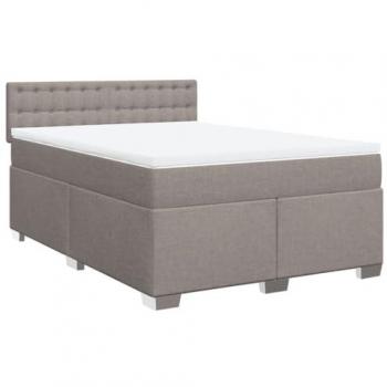 Cama box spring con colchón de muelles Tortorra 140x200 cm en tela gris taupe