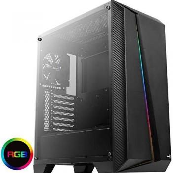 Aerocool CYLONPRO, caja de PC RGB ATX, cristal templado, ventilador 12cm, negro