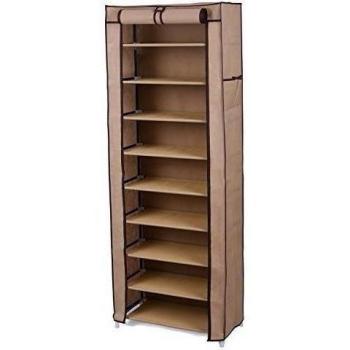 SONGMICS Organizador de Tela de Zapatos Zapatero con 10 Estantes 58 x 28 x 160cm Resistente al Polvo Hellbrau RXJ10K