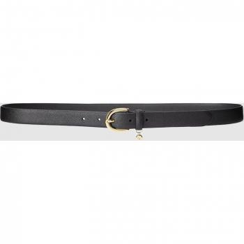 Ralph Lauren Women's Black Refined Leather Belt with Exclusive Pendant, Size L (95 cm)