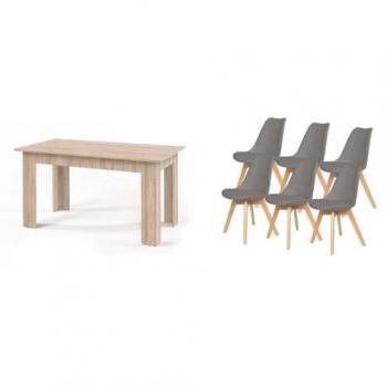 Pack Mesa Fija de Comedor o Cocina + 6 Sillas Nordic