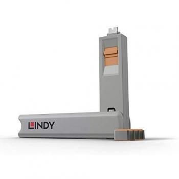 Lindy 40428 USB Type-C Port Blocker Key Set Grey, Orange 4-Pack